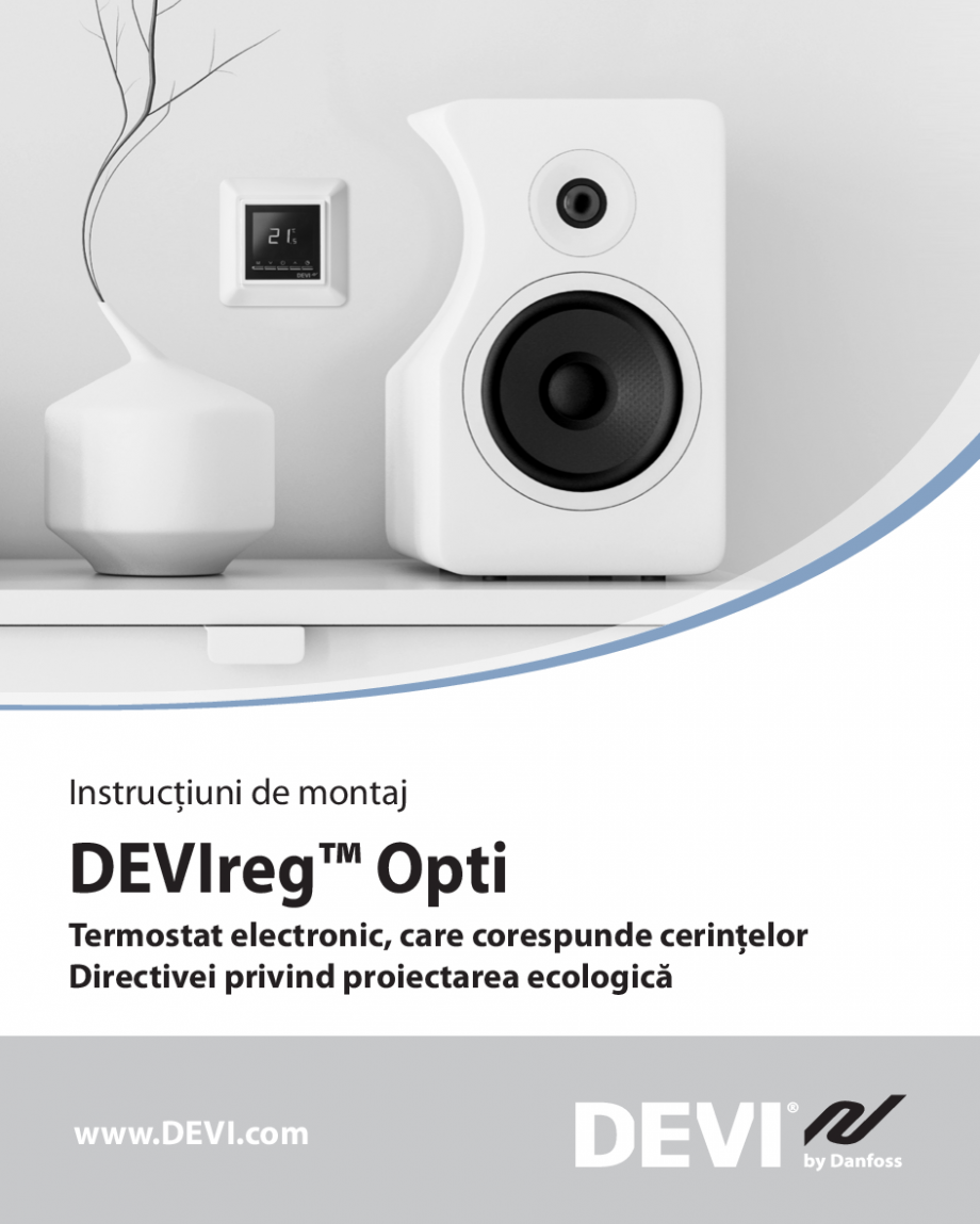 Pagina 1 - Termostat electronic DEVI DEVIreg™ OPTI Instructiuni montaj, utilizare Romana...