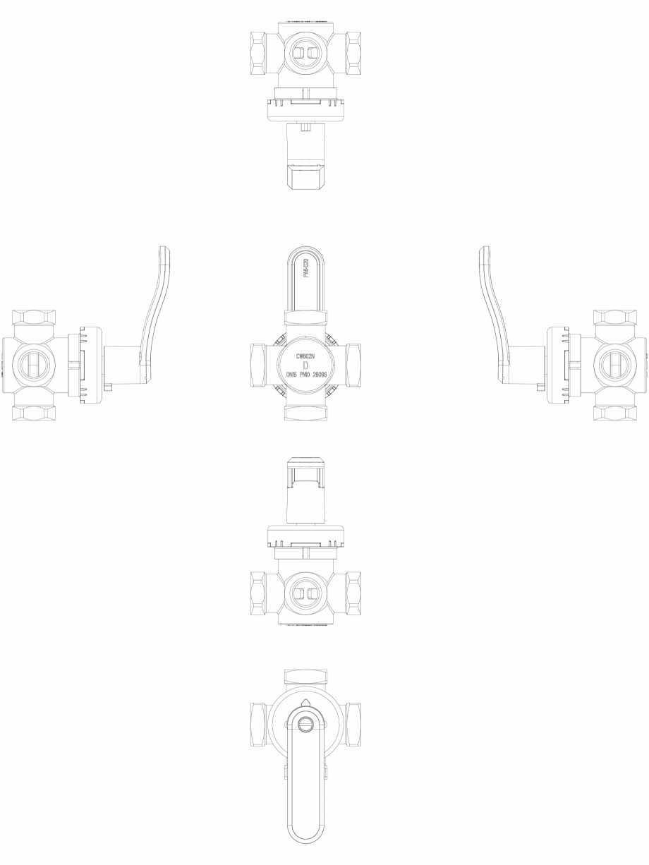 Pagina 1-CAD-DWG 2D CAD - vana rotativa cu 4 cai DANFOSS Detaliu de produs HRB 4 
