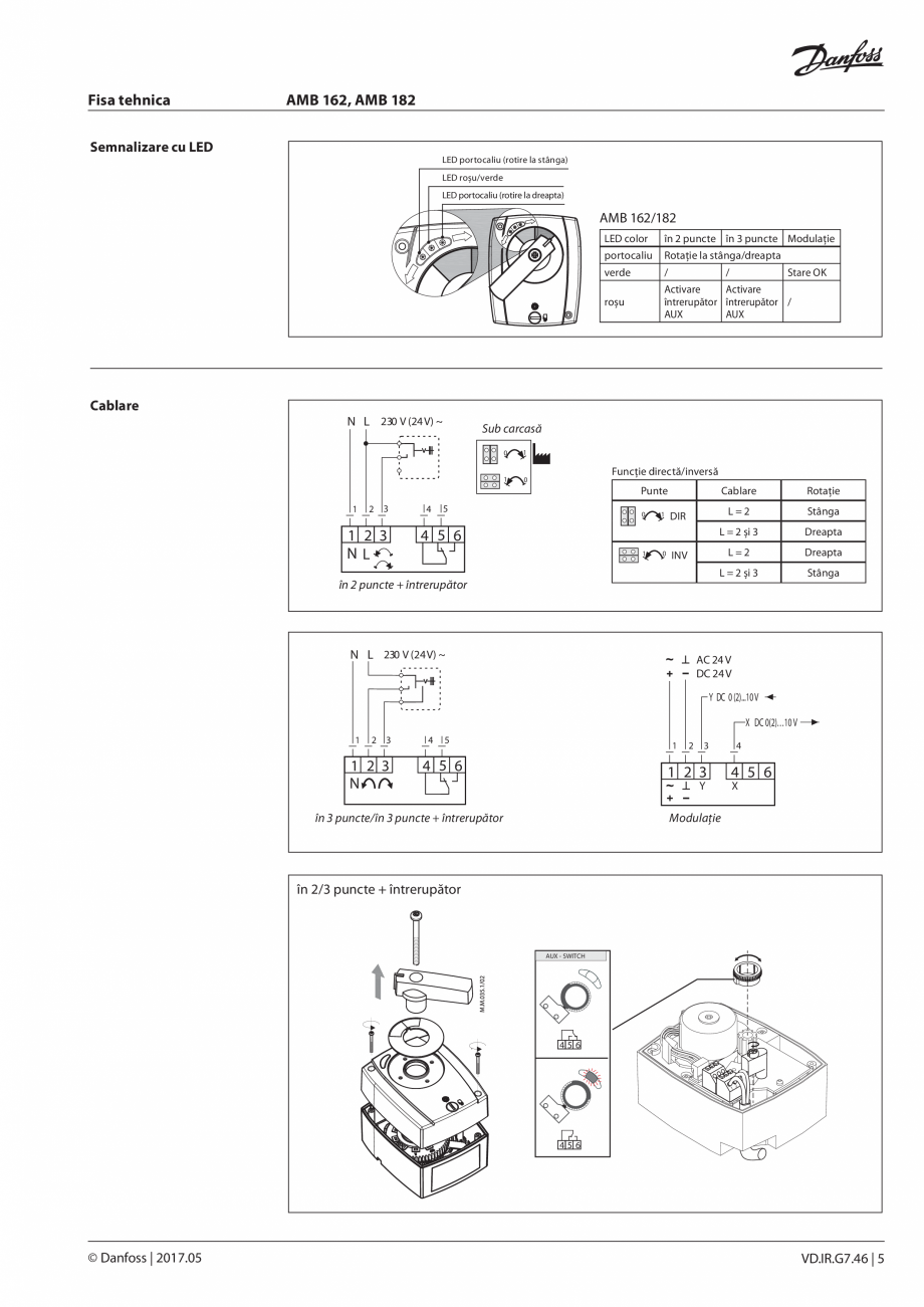 Servomotoare electrice rotative DANFOSS AMB 162, AMB 182 Fisa tehnica