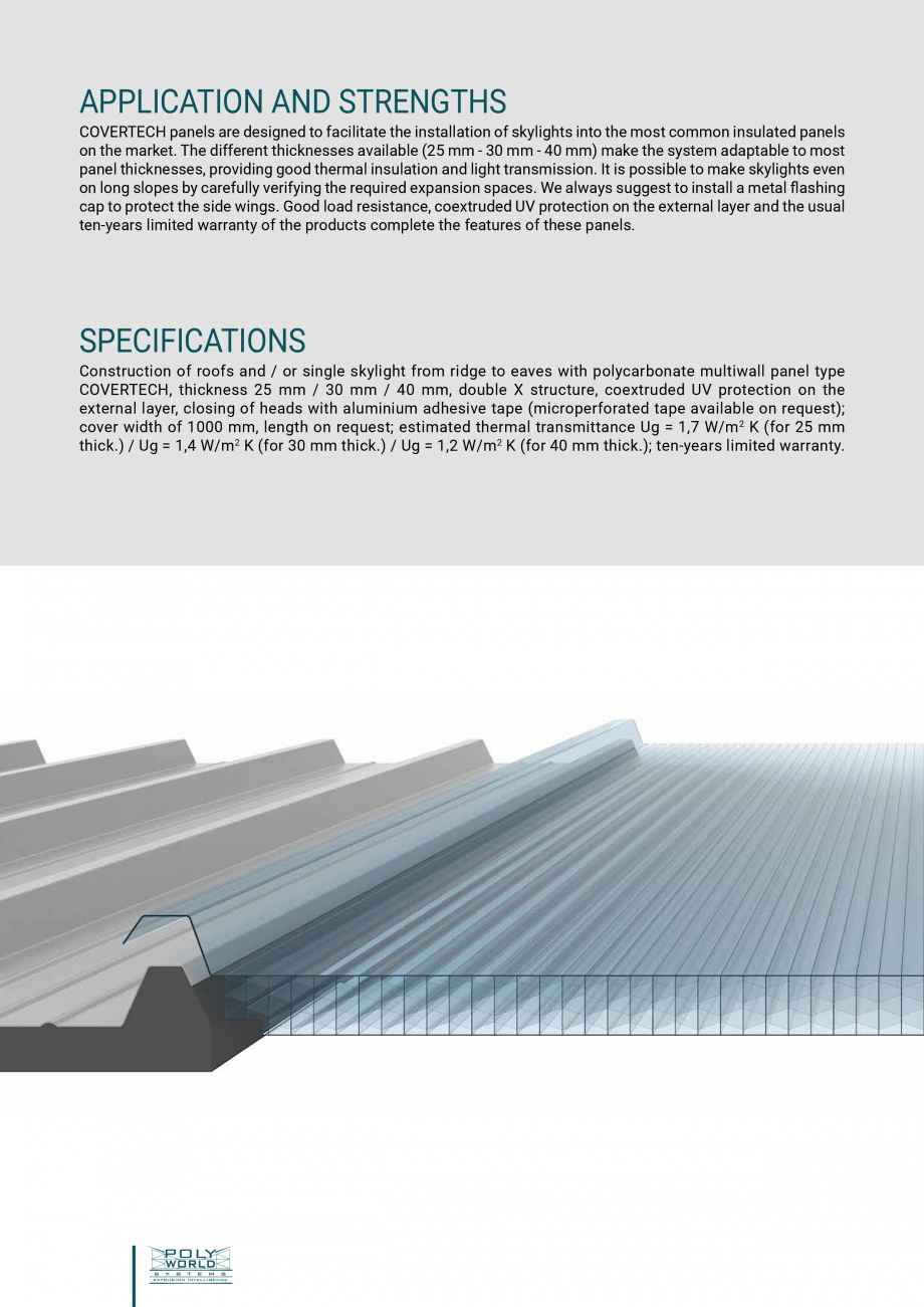 Pagina 3-Sisteme modulare policarbonat structurat luminatoare GEPLAST COVERTECH Fisa tehnica Engleza ion
...