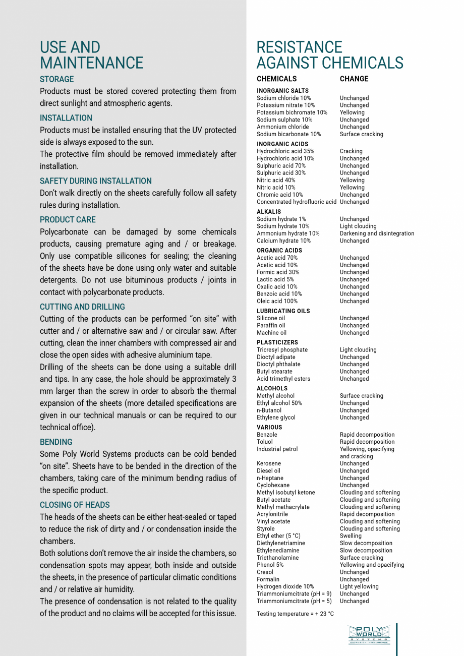 Pagina 5-Sisteme policarbonat pentru luminatoare GEPLAST COVERTECH Fisa tehnica Engleza e pan
ery.
warranty...