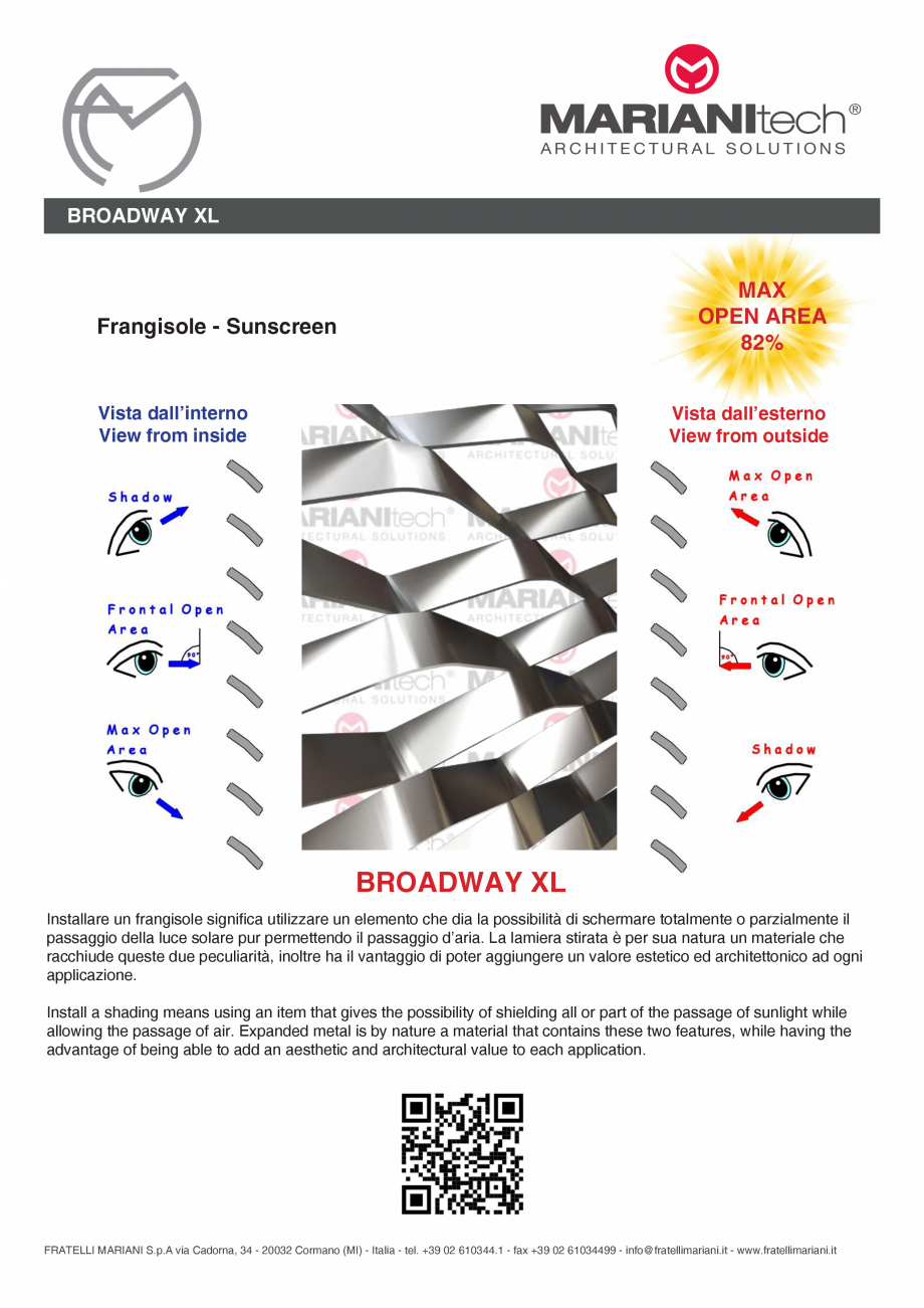 Pagina 2-Plasa metalica expandata BROADWAY XL MARIANITECH® MARIANItech® Fisa tehnica Engleza,...