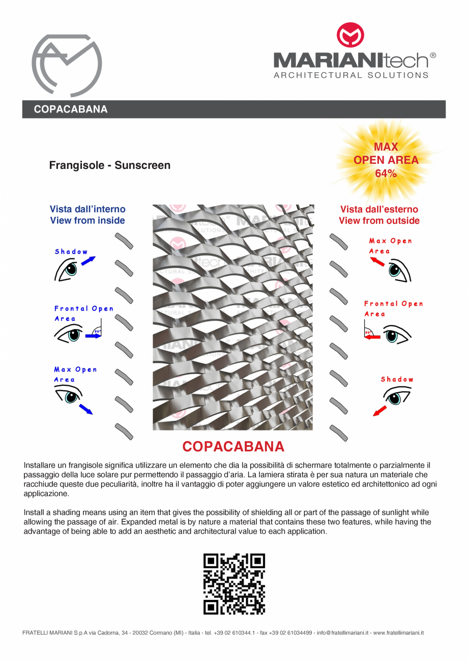 Pagina 2-Plasa metalica expandata COPACABANA MARIANITECH® MARIANItech® Fisa tehnica Engleza, Italiana...
