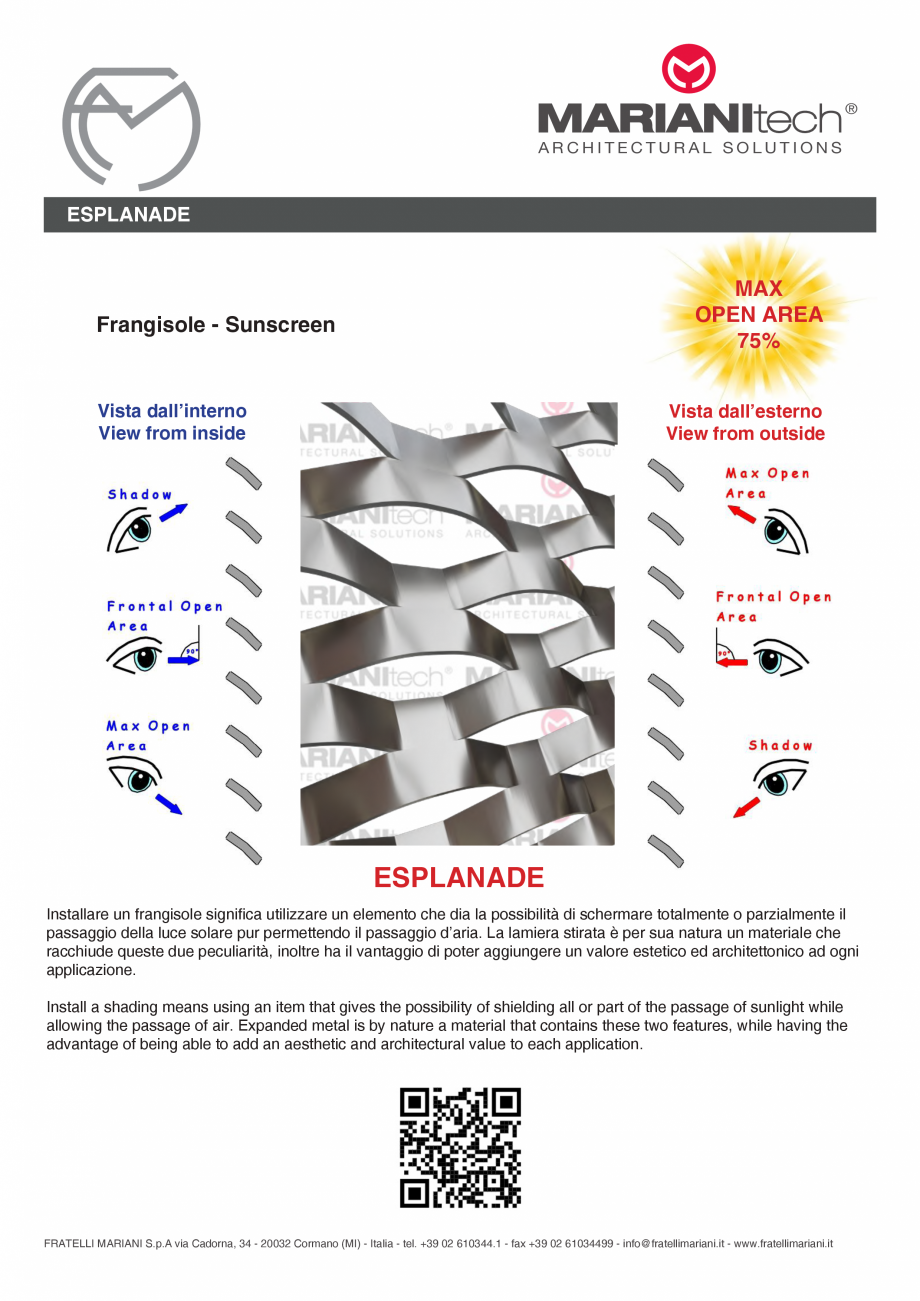 Pagina 2-Plasa metalica expandata ESPLANADE MARIANITECH® MARIANItech® Fisa tehnica Engleza, Italiana ...