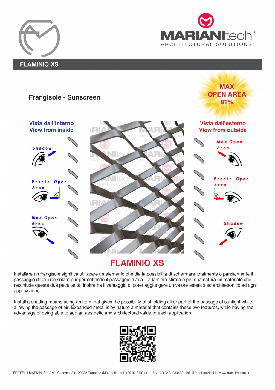 Pagina 2-Plasa metalica expandata FLAMINIO XS MARIANITECH® MARIANItech® Fisa tehnica Engleza,...
