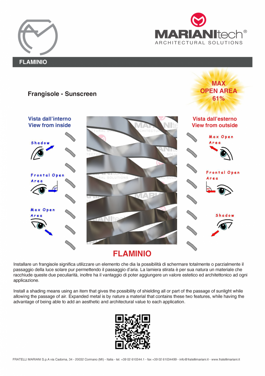 Pagina 2-Plasa metalica expandata FLAMINIO MARIANITECH® MARIANItech® Fisa tehnica Engleza, Italiana...