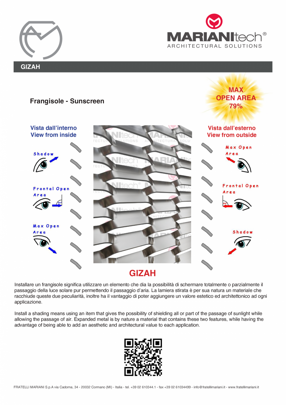 Pagina 2-Plasa metalica expandata GIZAH MARIANITECH® MARIANItech® Fisa tehnica Engleza, Italiana gy...