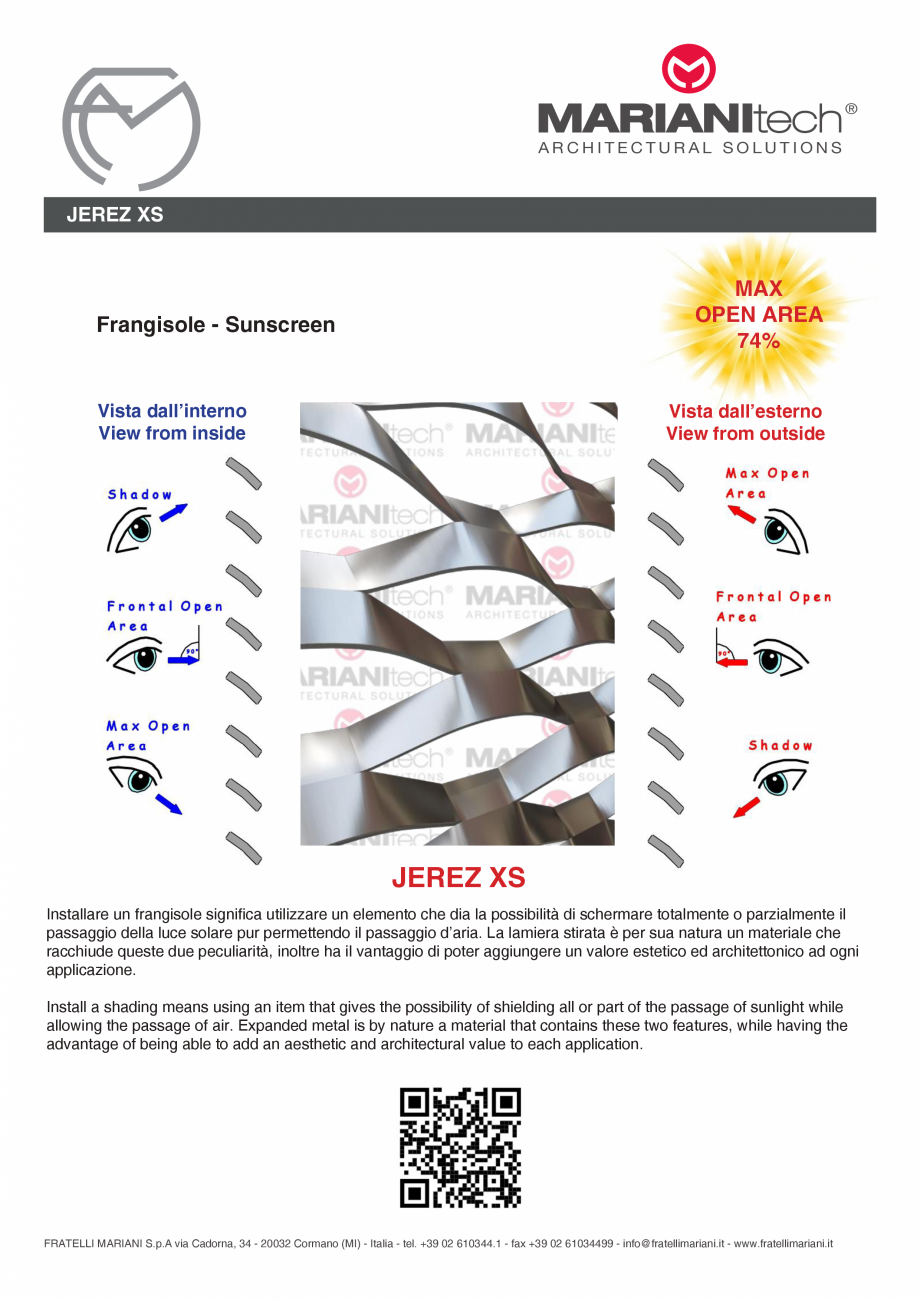 Pagina 2-Plasa metalica expandata JEREZ XS MARIANITECH® MARIANItech® Fisa tehnica Engleza, Italiana...