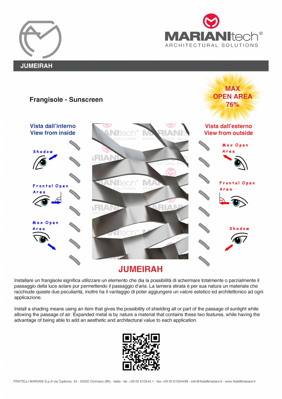 Pagina 2-Plasa metalica expandata JUMEIRAH MARIANITECH® MARIANItech® Fisa tehnica Engleza, Italiana...