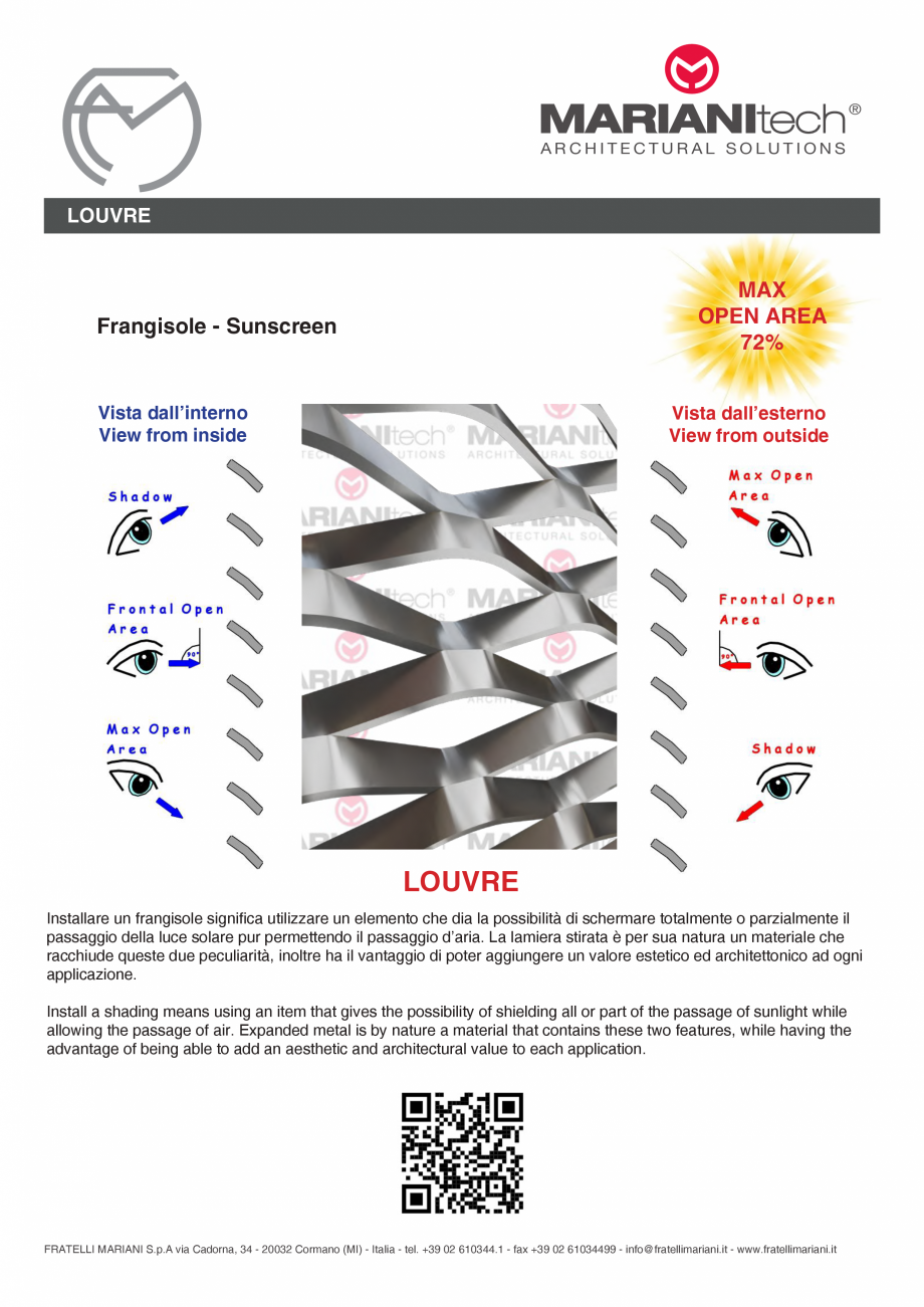 Pagina 2-Plasa metalica expandata LOUVRE MARIANITECH® MARIANItech® Fisa tehnica Engleza, Italiana...