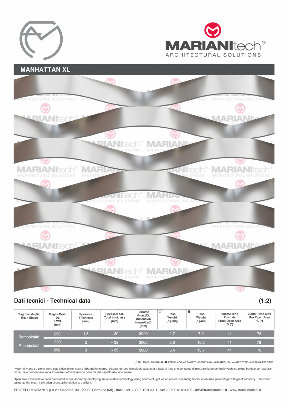 Pagina 1-Plasa metalica expandata MANHATTAN XL MARIANITECH® MARIANItech® Fisa tehnica Engleza,...