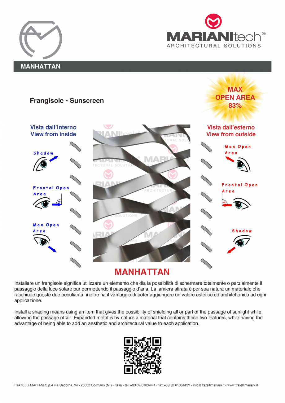 Pagina 2-Plasa metalica expandata MANHATTAN MARIANITECH® MARIANItech® Fisa tehnica Engleza, Italiana ...