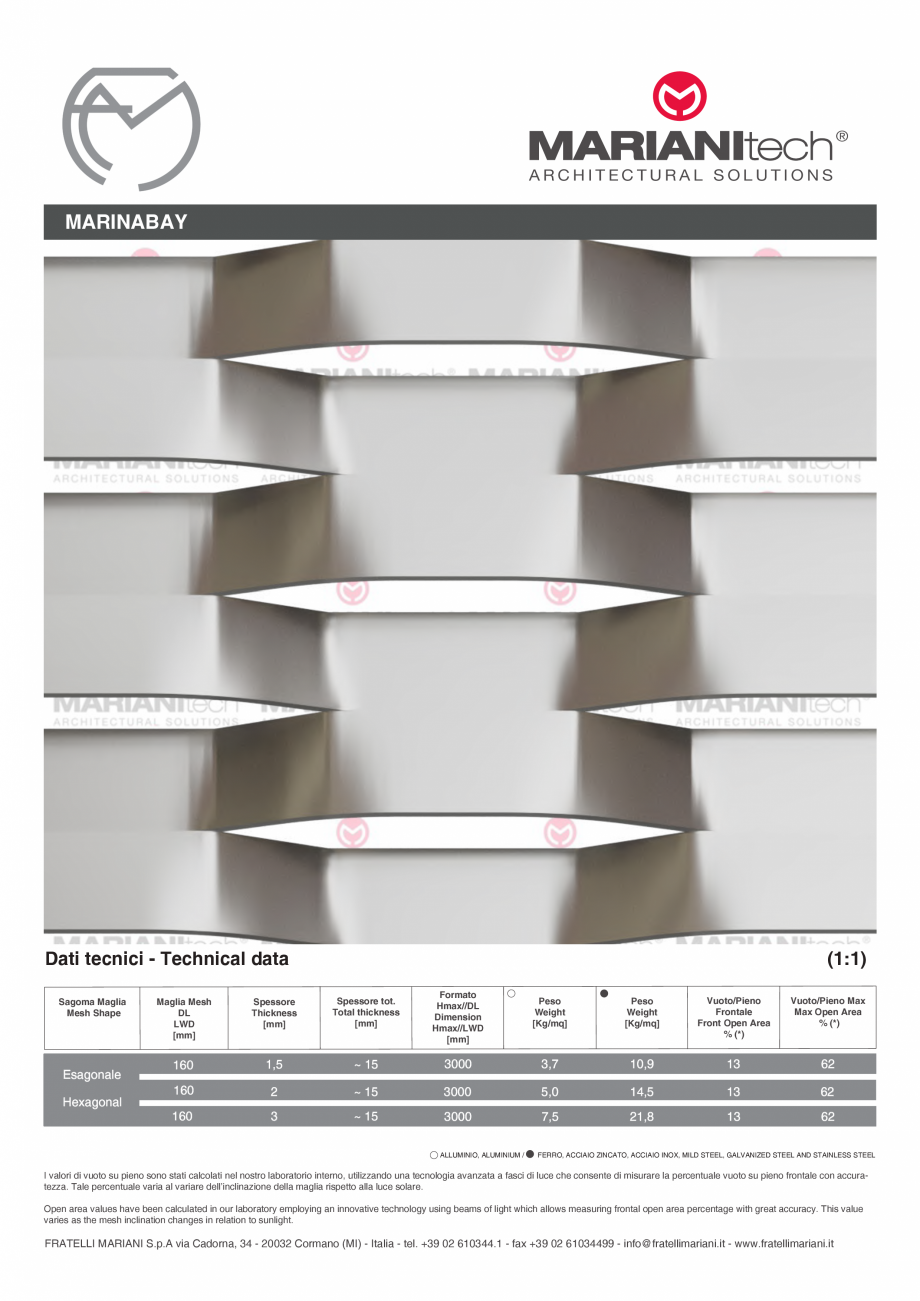 Pagina 1 - Plasa metalica expandata MARINABAY MARIANITECH® MARIANItech® Fisa tehnica Engleza...