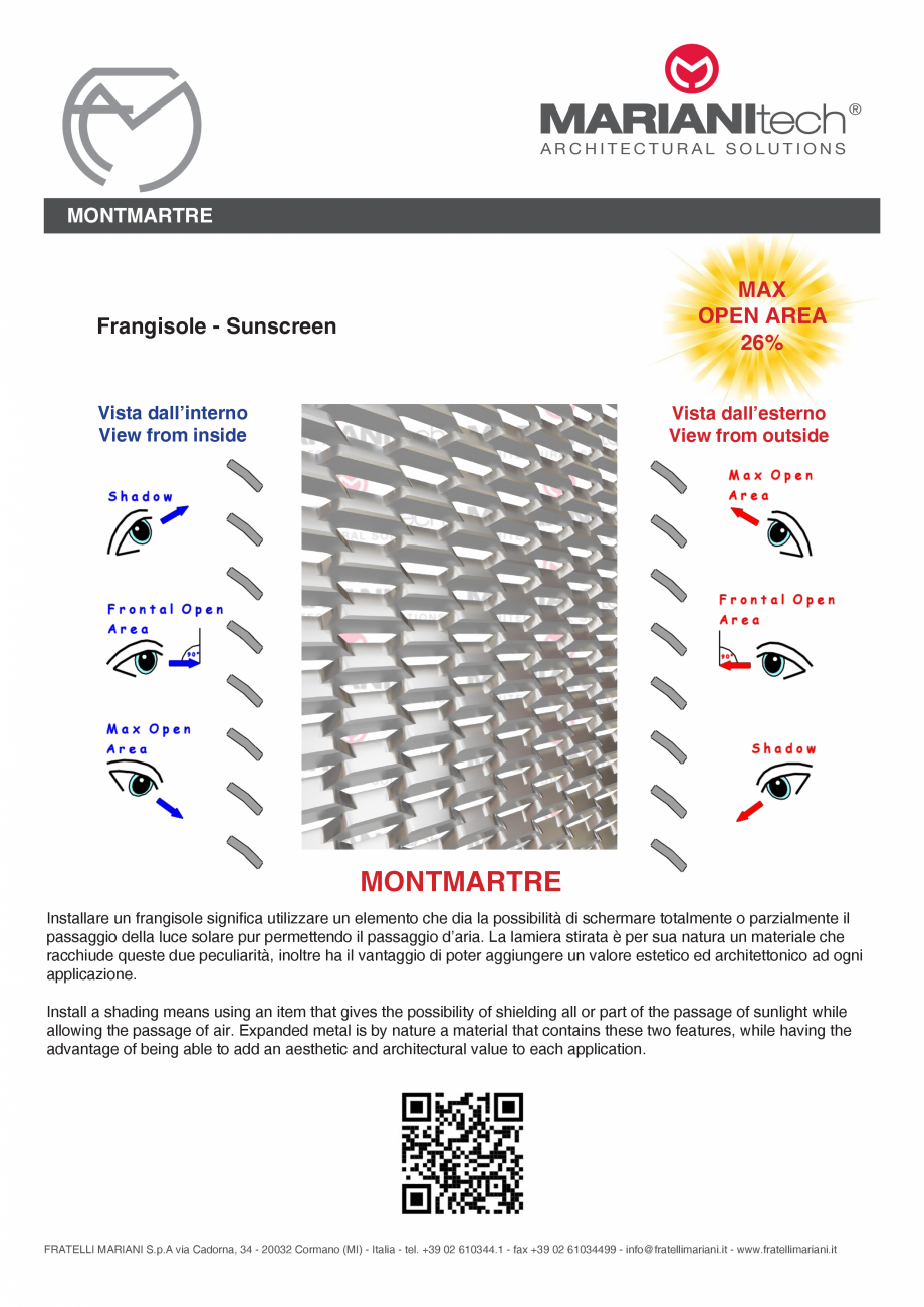 Pagina 2-Plasa metalica expandata MONTMARTRE MARIANITECH® MARIANItech® Fisa tehnica Engleza, Italiana...