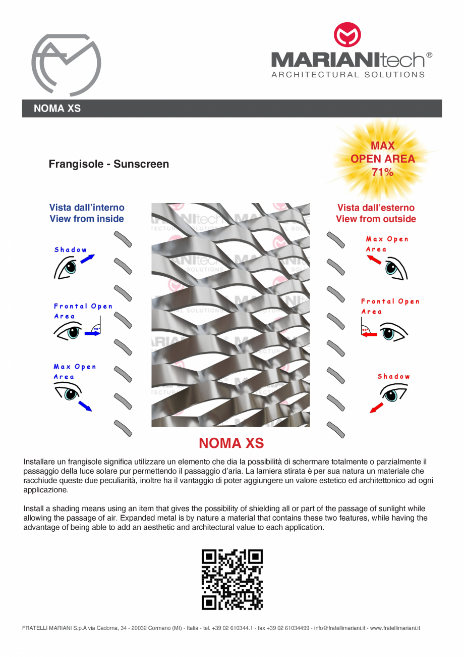 Pagina 2-Plasa metalica expandata NOMA XS MARIANITECH® MARIANItech® Fisa tehnica Engleza, Italiana...