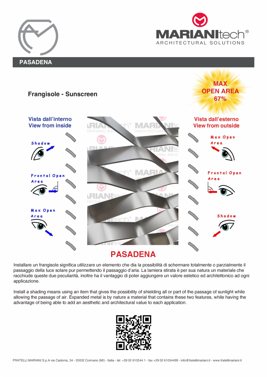 Pagina 2-Plasa metalica expandata PASADENA MARIANITECH® MARIANItech® Fisa tehnica Engleza, Italiana...