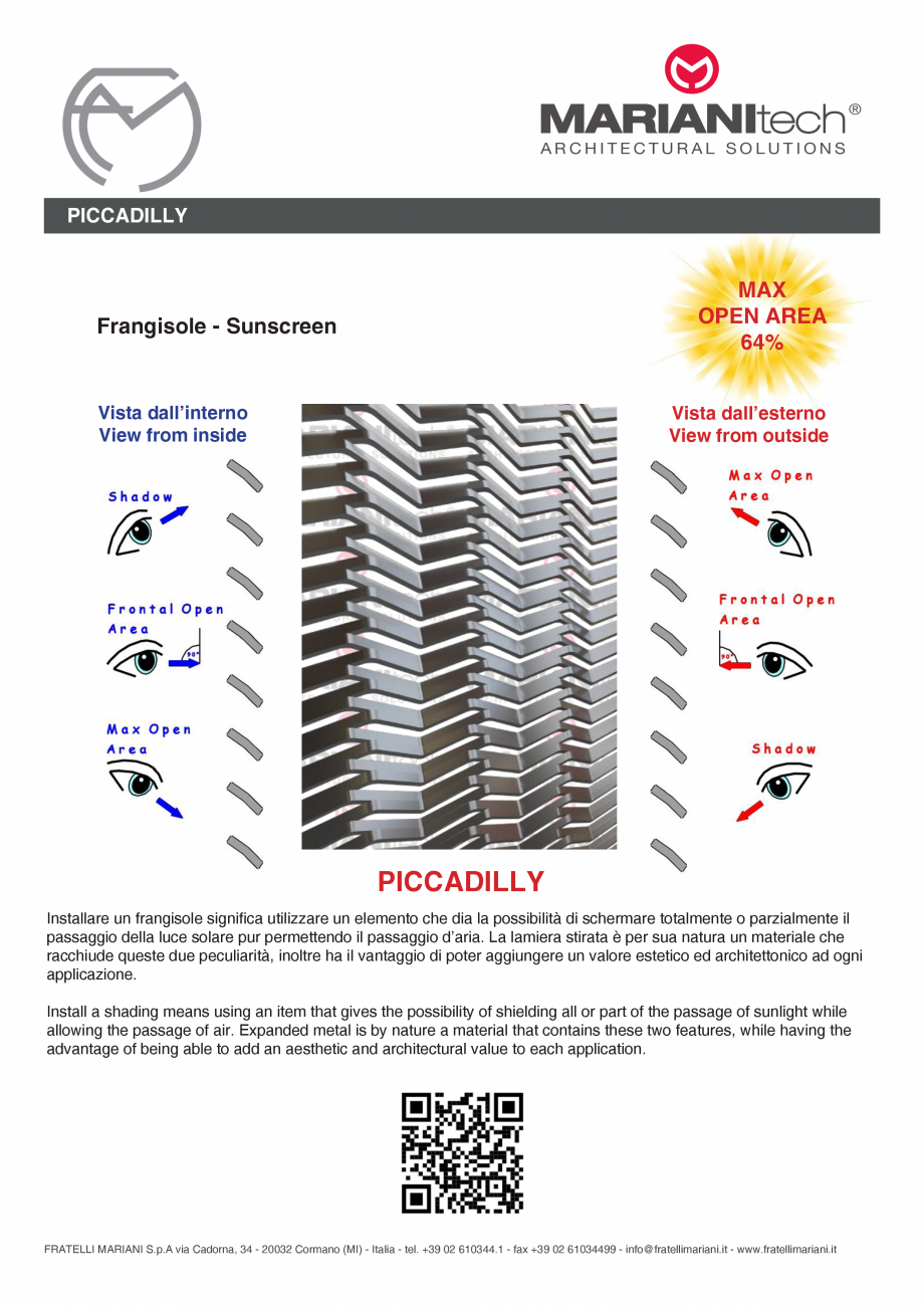 Pagina 2-Plasa metalica expandata PICCADILLY MARIANITECH® MARIANItech® Fisa tehnica Engleza, Italiana...