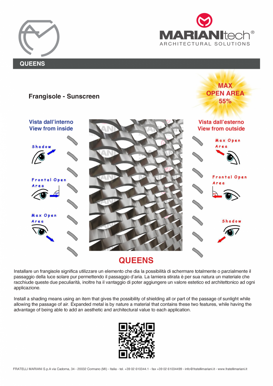 Pagina 2-Plasa metalica expandata QUEENS MARIANITECH® MARIANItech® Fisa tehnica Engleza, Italiana...
