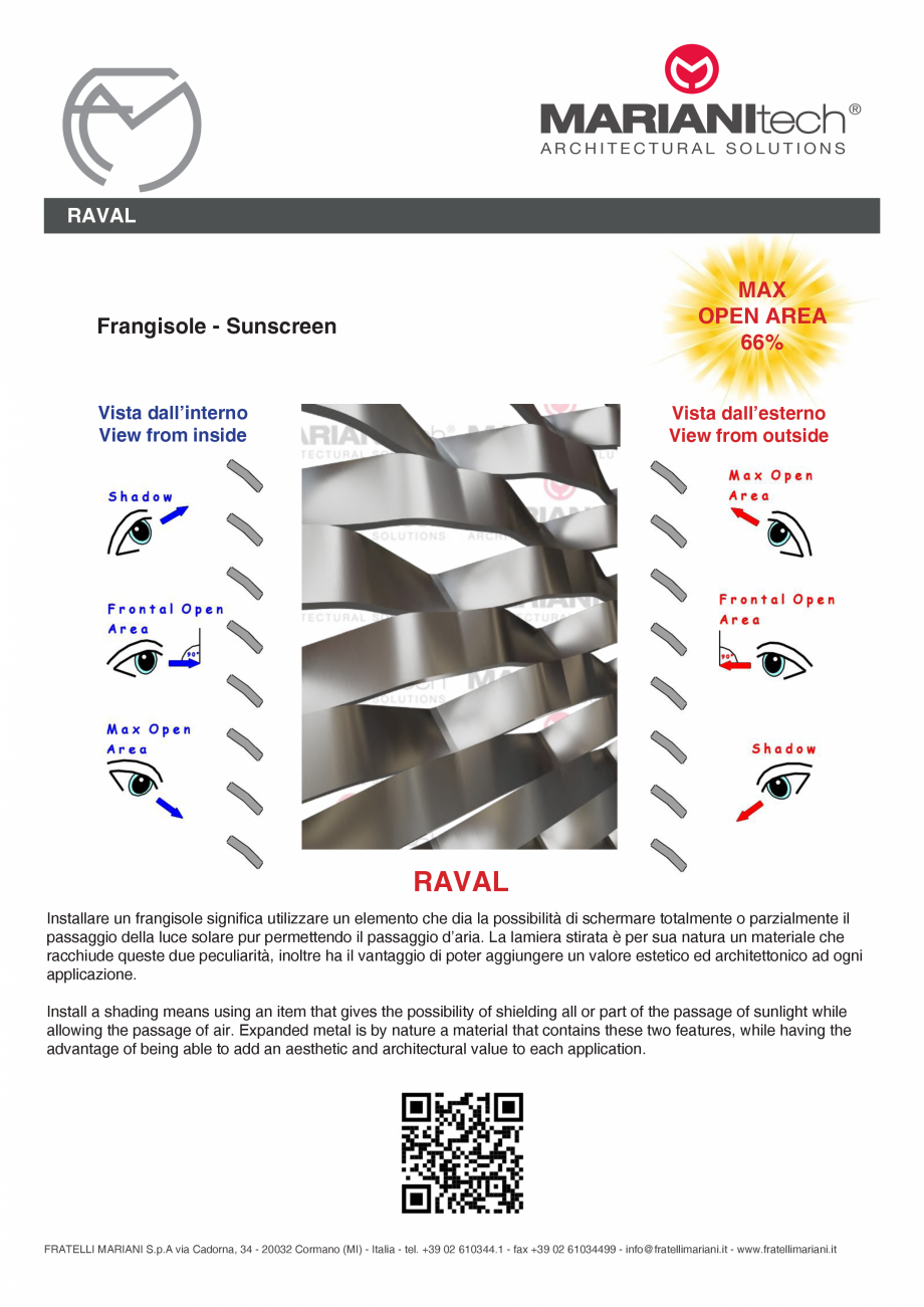 Pagina 2-Plasa metalica expandata RAVAL MARIANITECH® MARIANItech® Fisa tehnica Engleza, Italiana...