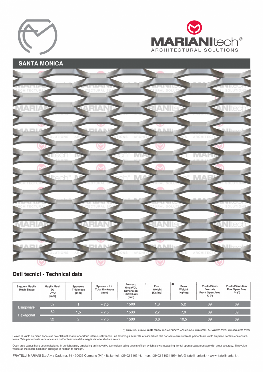 Pagina 1-Plasa metalica expandata SANTA MONICA MARIANITECH® MARIANItech® Fisa tehnica Engleza,...