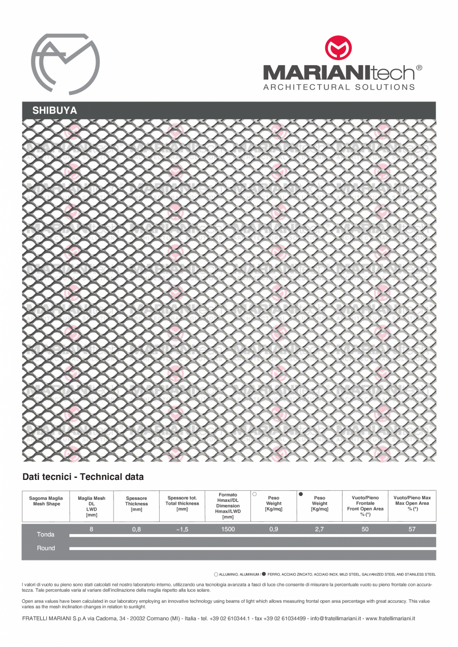 Pagina 1 - Plasa metalica expandata SHIBUYA MARIANITECH® MARIANItech® Fisa tehnica Engleza, ...