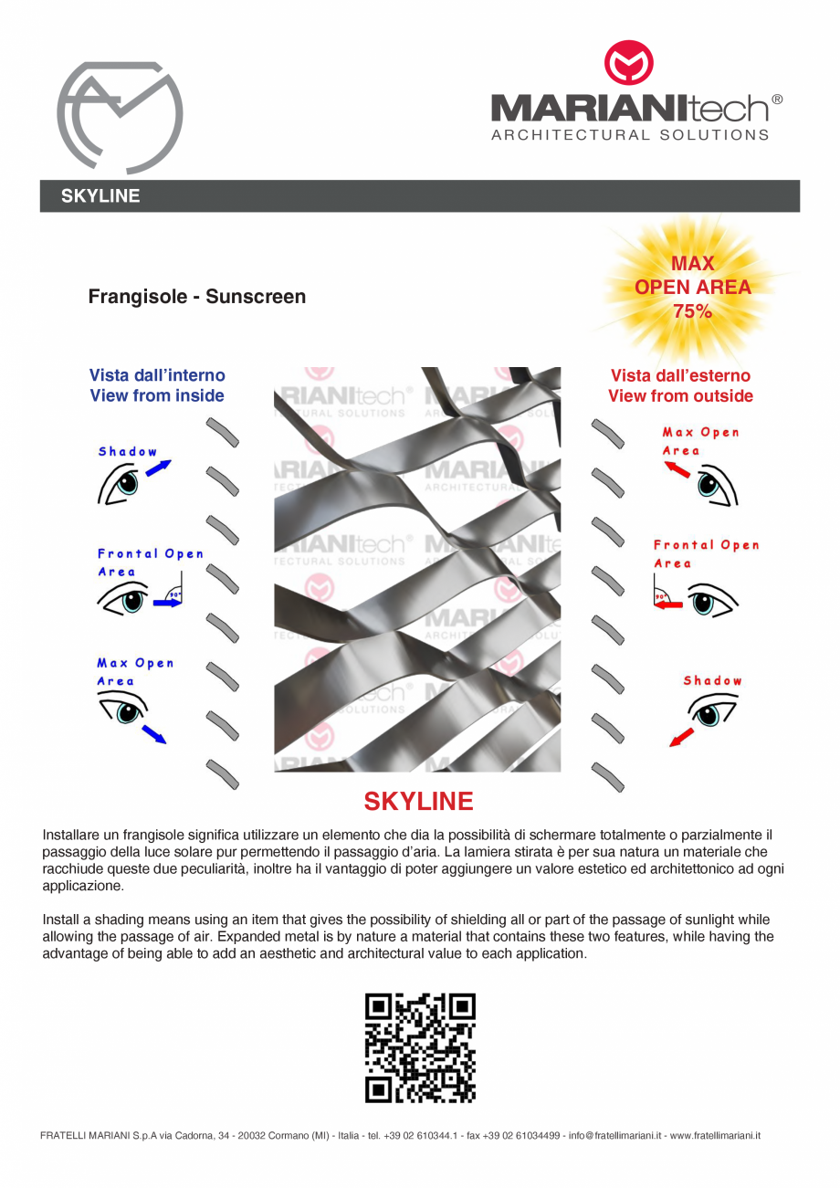 Pagina 2-Plasa metalica expandata SKYLINE MARIANITECH® MARIANItech® Fisa tehnica Engleza, Italiana...