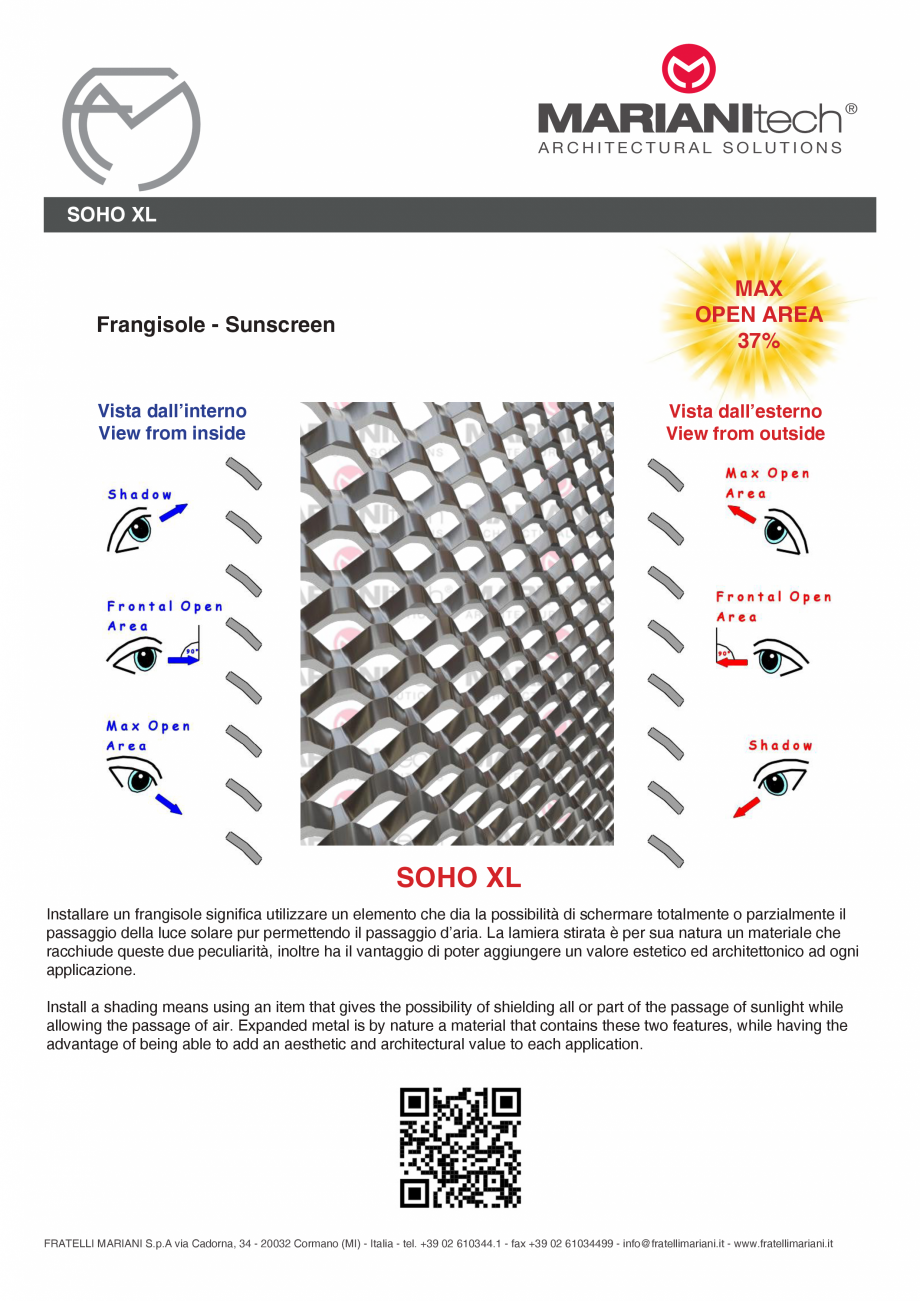 Pagina 2-Plasa metalica expandata SOHO XL MARIANITECH® MARIANItech® Fisa tehnica Engleza, Italiana...