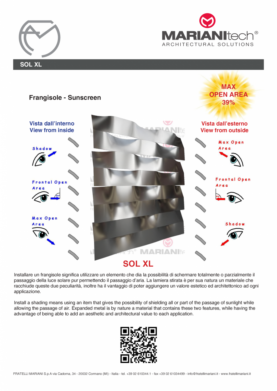 Pagina 2-Plasa metalica expandata  SOL XL MARIANITECH® MARIANItech® Fisa tehnica Engleza, Italiana gy...