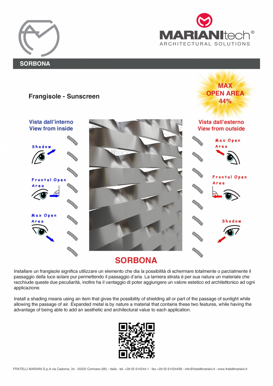 Pagina 2-Plasa metalica expandata SORBONA MARIANITECH® MARIANItech® Fisa tehnica Engleza, Italiana s ...