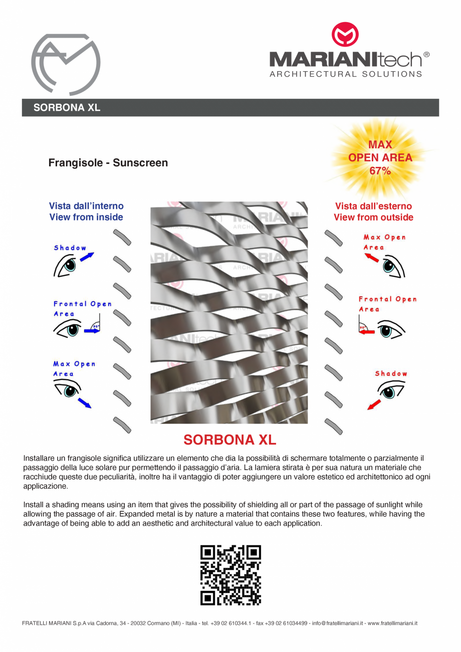 Pagina 2-Plasa metalica expandata SORBONA XL MARIANITECH® MARIANItech® Fisa tehnica Engleza, Italiana...