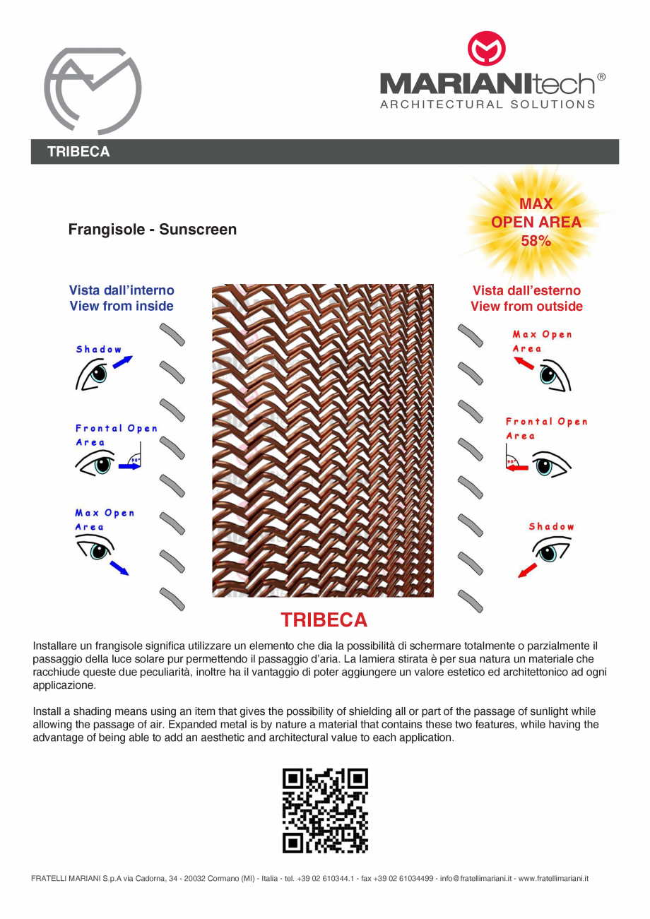 Pagina 2-Plasa metalica expandata TRIBECA MARIANITECH® MARIANItech® Fisa tehnica Engleza, Italiana...