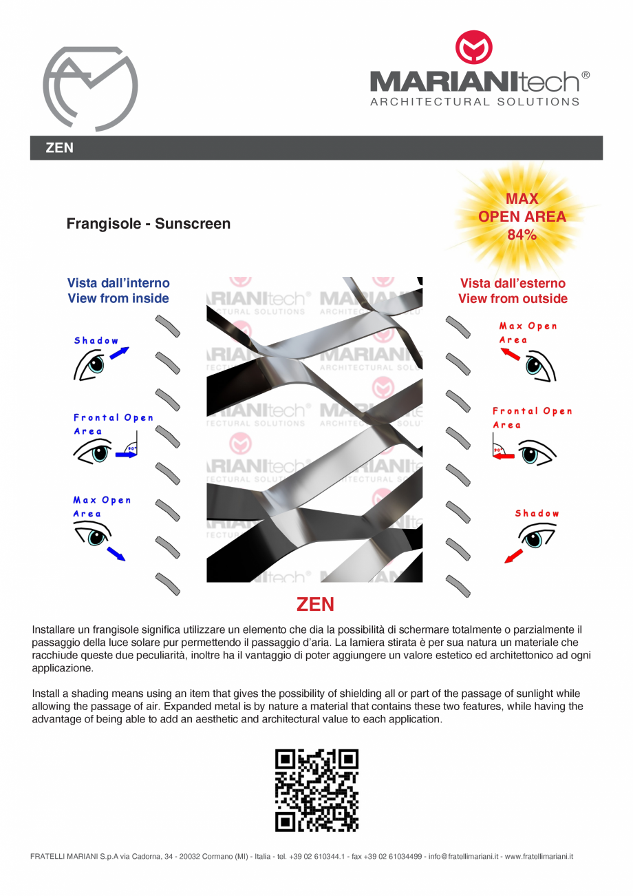 Pagina 2-Plasa metalica expandata ZEN MARIANITECH® MARIANItech® Fisa tehnica Engleza, Italiana llows ...
