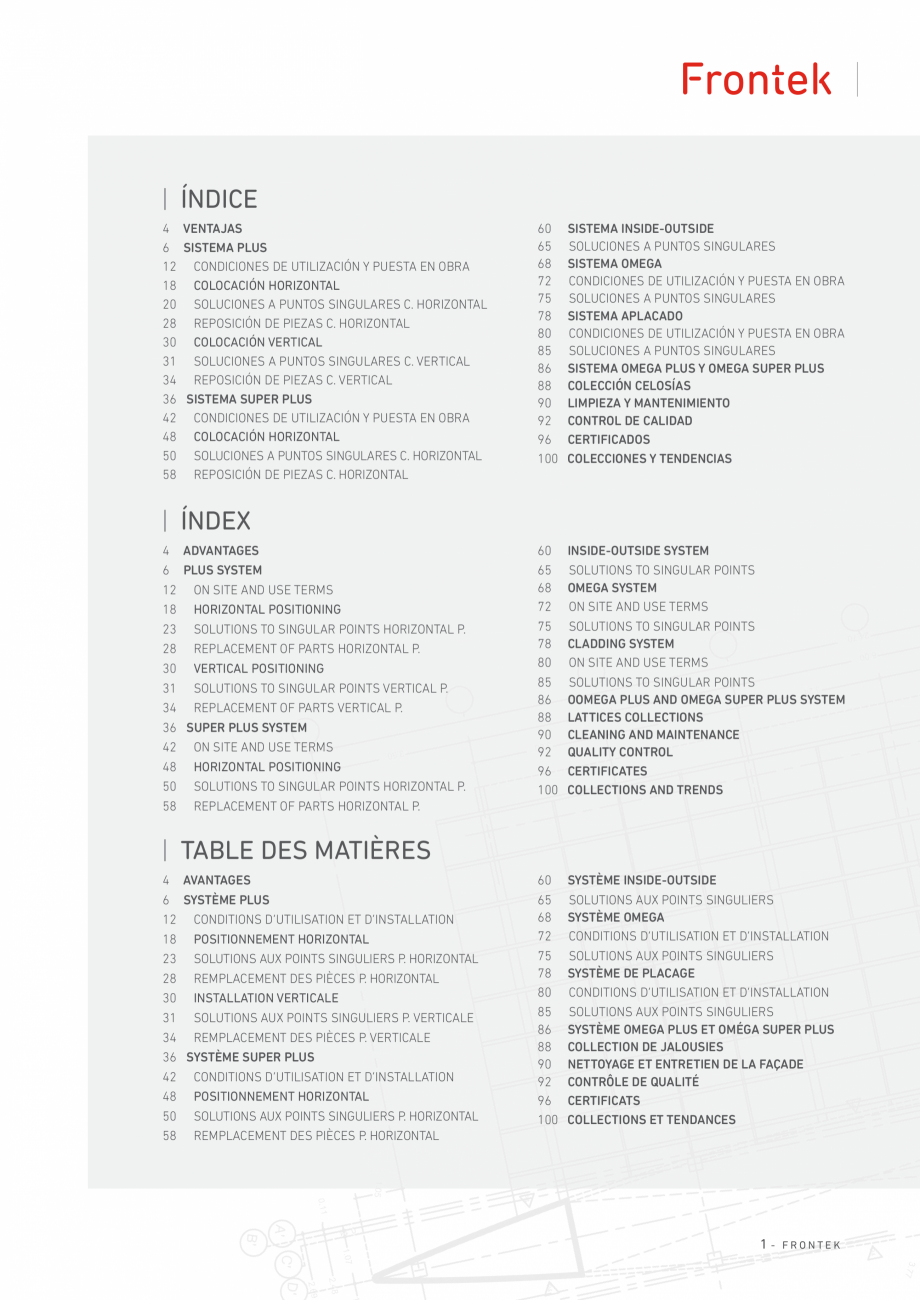 Pagina 2-Catalog produse Frontek Frontek Catalog, brosura Engleza, Franceza, Italiana  TENDENCIAS

60
65 		...