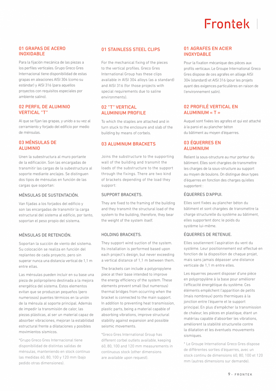 Pagina 10 - Catalog produse Frontek Frontek Catalog, brosura Engleza, Franceza, Italiana rticalmente...