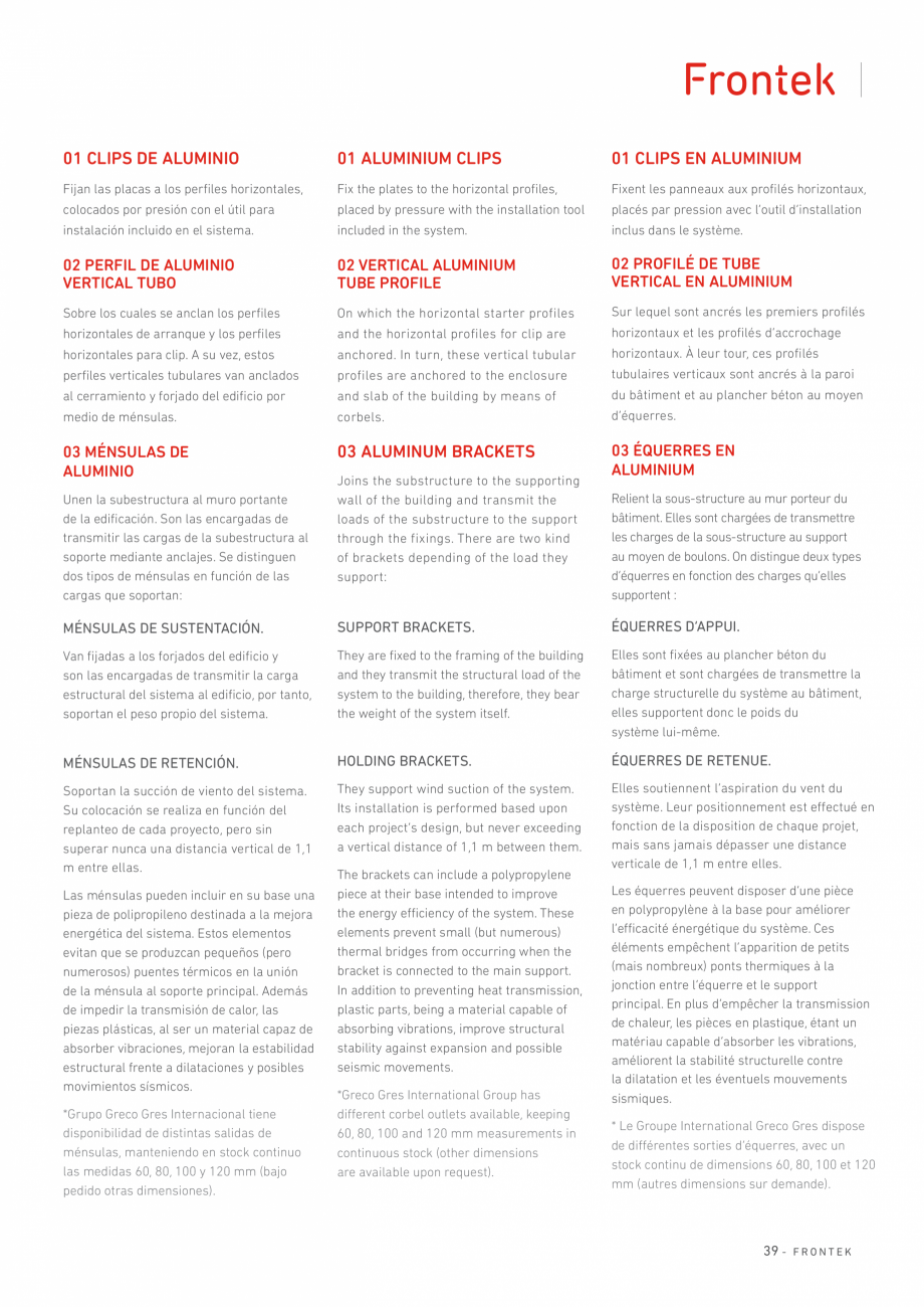 Pagina 40 - Catalog produse Frontek Frontek Catalog, brosura Engleza, Franceza, Italiana ystem,...