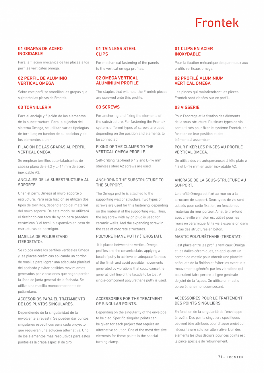 Pagina 72-Catalog produse Frontek Frontek Catalog, brosura Engleza, Franceza, Italiana CEMENT DES PIÈCES, LE ...