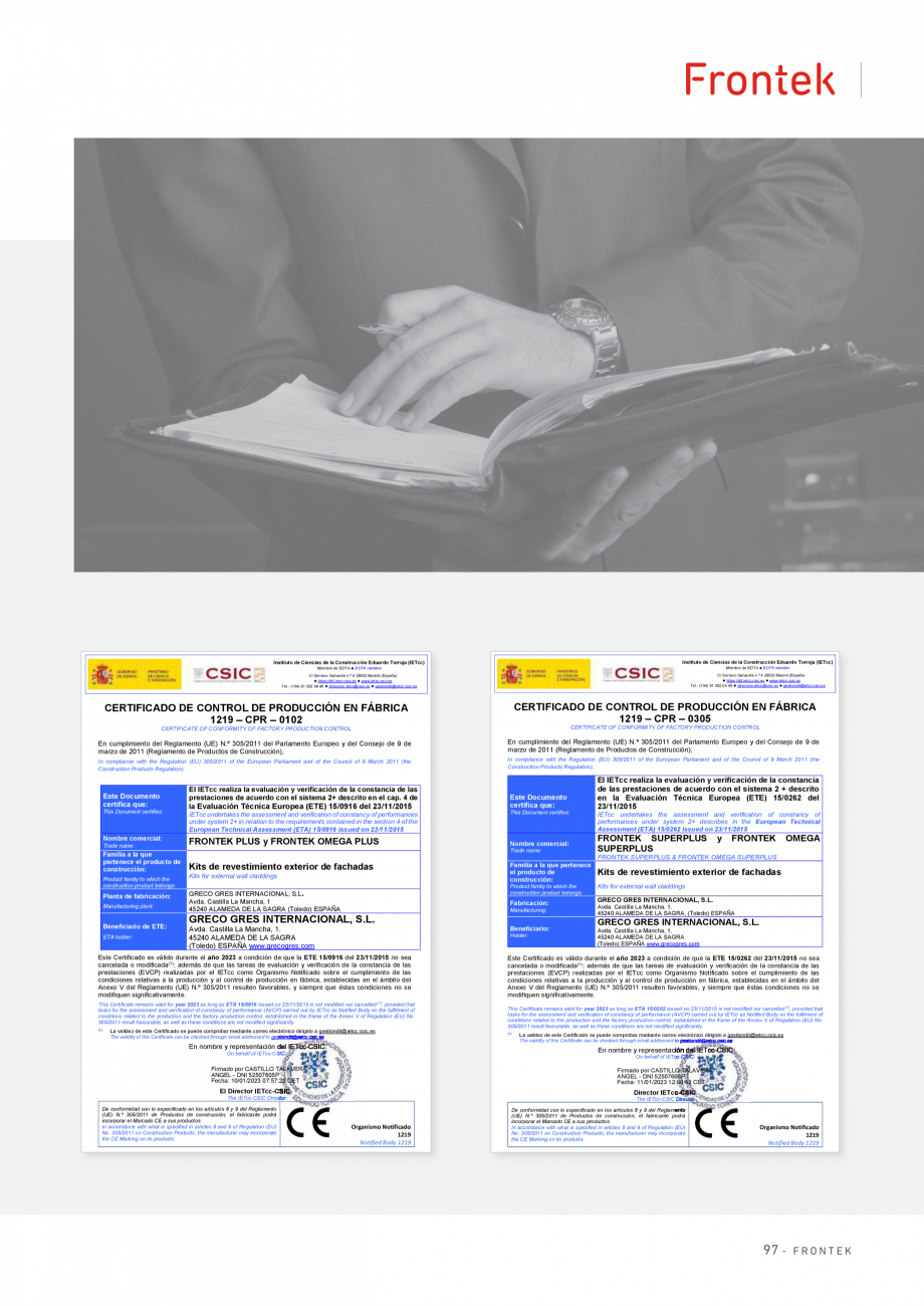 Pagina 98-Catalog produse Frontek Frontek Catalog, brosura Engleza, Franceza, Italiana termedia para evitar...