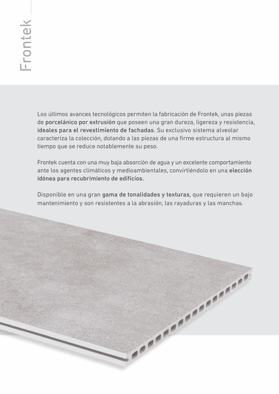 Pagina 4-Catalog - Placi de portelan extrudat Frontek Frontek Catalog, brosura Engleza, Spaniola  système de...