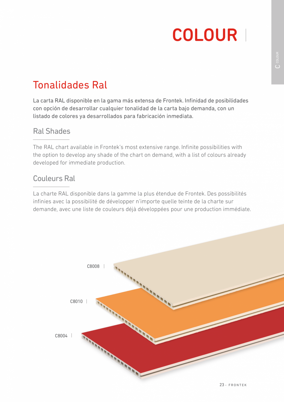 Pagina 24-Catalog - Placi de portelan extrudat Frontek Frontek Catalog, brosura Engleza, Spaniola la madera....