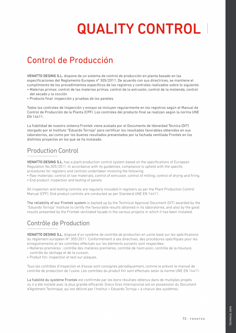 Pagina 74-Catalog - Placi de portelan extrudat Frontek Frontek Catalog, brosura Engleza, Spaniola 