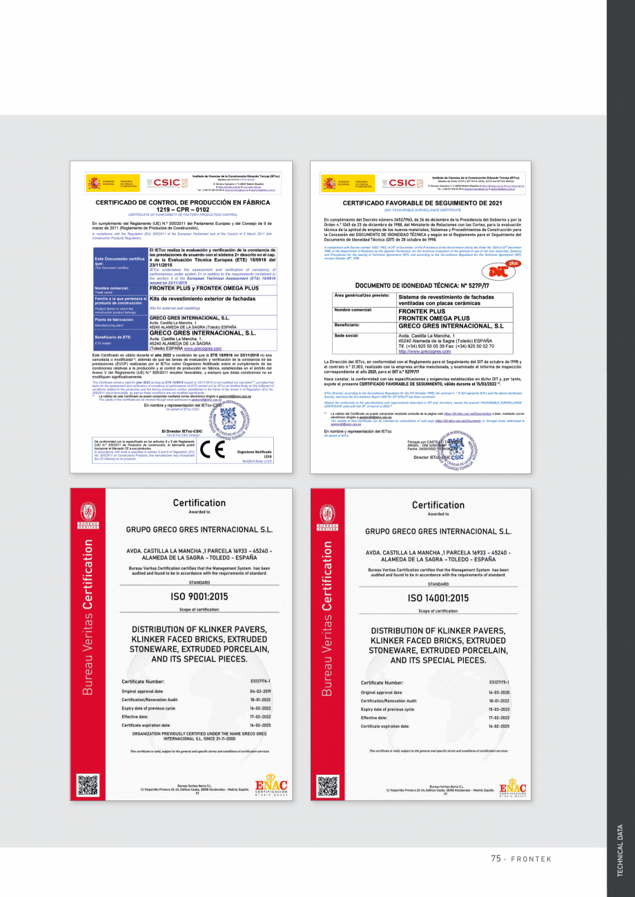 Pagina 76-Catalog - Placi de portelan extrudat Frontek Frontek Catalog, brosura Engleza, Spaniola 