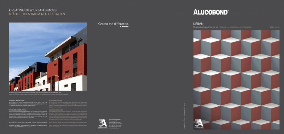 Pagina 1-Nuante de culori pentru panouri compozite - Urban ALUCOBOND Fisa tehnica Engleza, Germana CREATING...