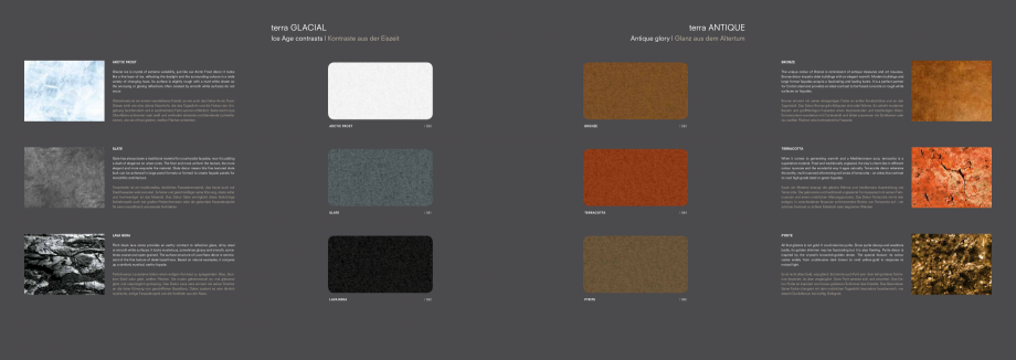 Pagina 2-Nuante de culori pentru panouri compozite - TERRA ALUCOBOND Fisa tehnica Engleza, Germana len der...