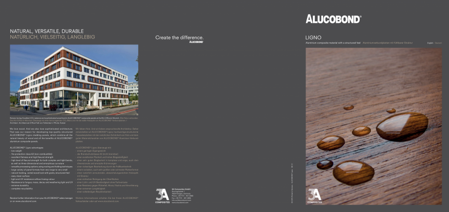 Pagina 1-Nuante de culori pentru panouri compozite - Wood ALUCOBOND Fisa tehnica Engleza, Germana NATURAL,...