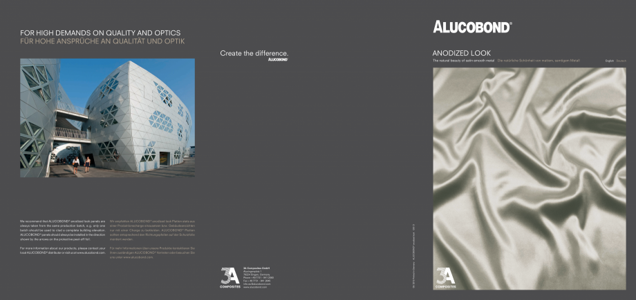 Pagina 1-Nuante de culori pentru panouri compozite - Anodized Look ALUCOBOND Fisa tehnica Engleza, Germana...