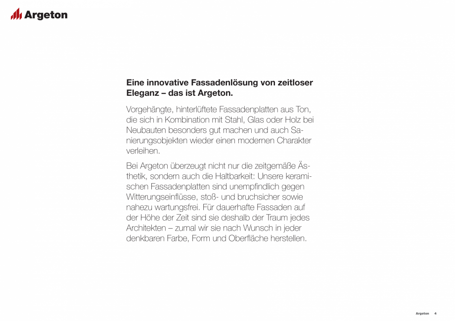 Pagina 4 - Sisteme de fatada din ceramica ARGETON Argeton Catalog, brosura Engleza, Germana sun...