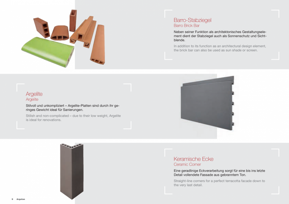 Pagina 9 - Sisteme de fatada din ceramica ARGETON Argeton Catalog, brosura Engleza, Germana , Lineo ...