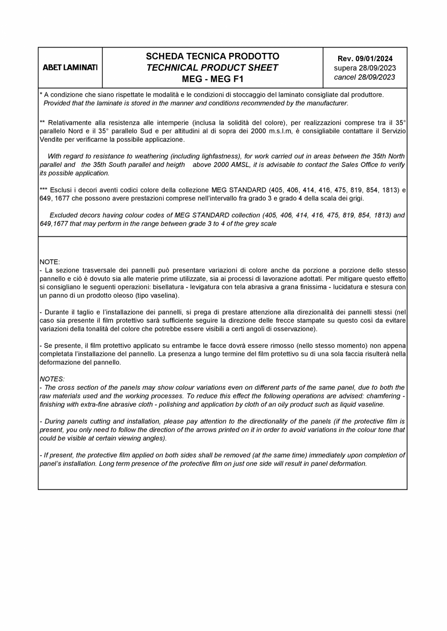 Pagina 4 - Placi HPL compact fatade MEG ABET LAMINATI Fisa tehnica Engleza 
UNITÀ
UNIT

Rev....