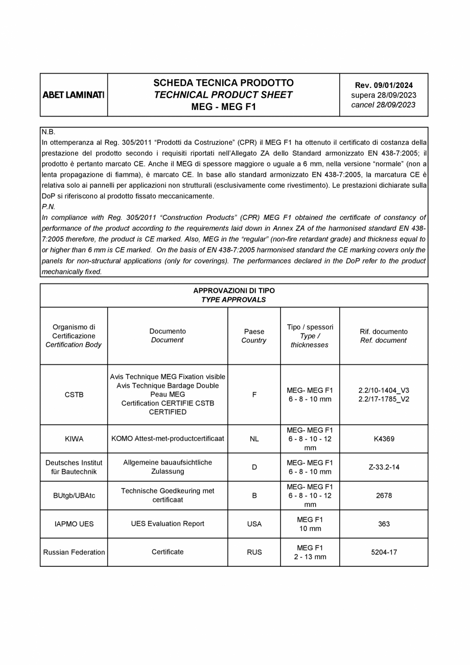 Pagina 7-Placi HPL compact fatade MEG ABET LAMINATI Fisa tehnica Engleza on on other decorative please...