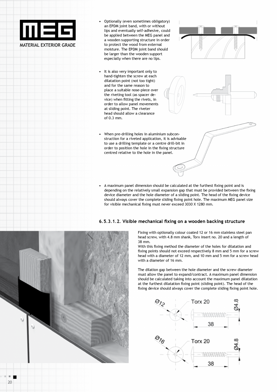 Pagina 22-Placi HPL compact fatade MEG_GEPLAST ABET LAMINATI Specificații tehnice Engleza the non-visible...